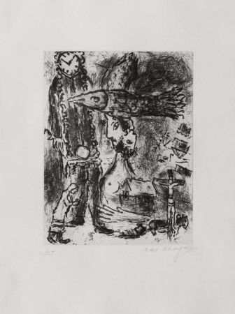 Eau-Forte Et Aquatinte Chagall - Composition A L'Horloge