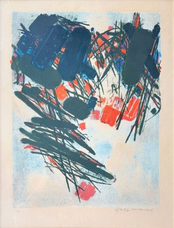 Lithographie Chu Teh Chun  - Composition abstraite