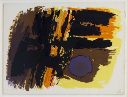 Lithographie Manessier - Composition abstraite