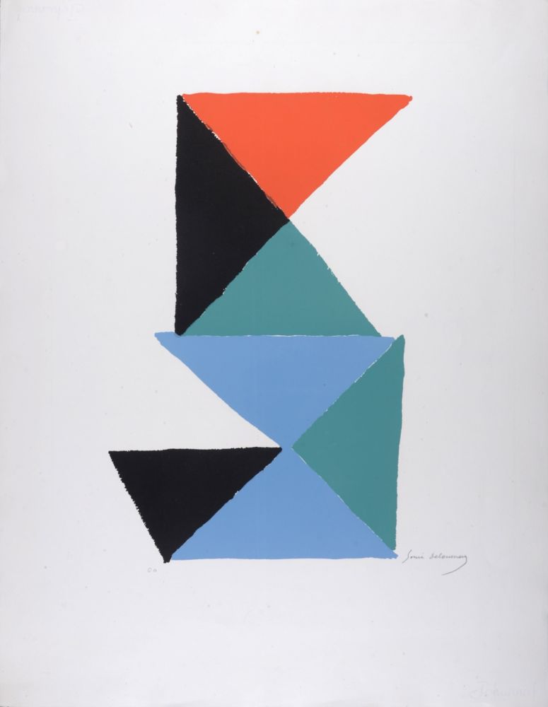 Lithographie Delaunay - Composition aux triangles, c. 1967 - Hand-signed