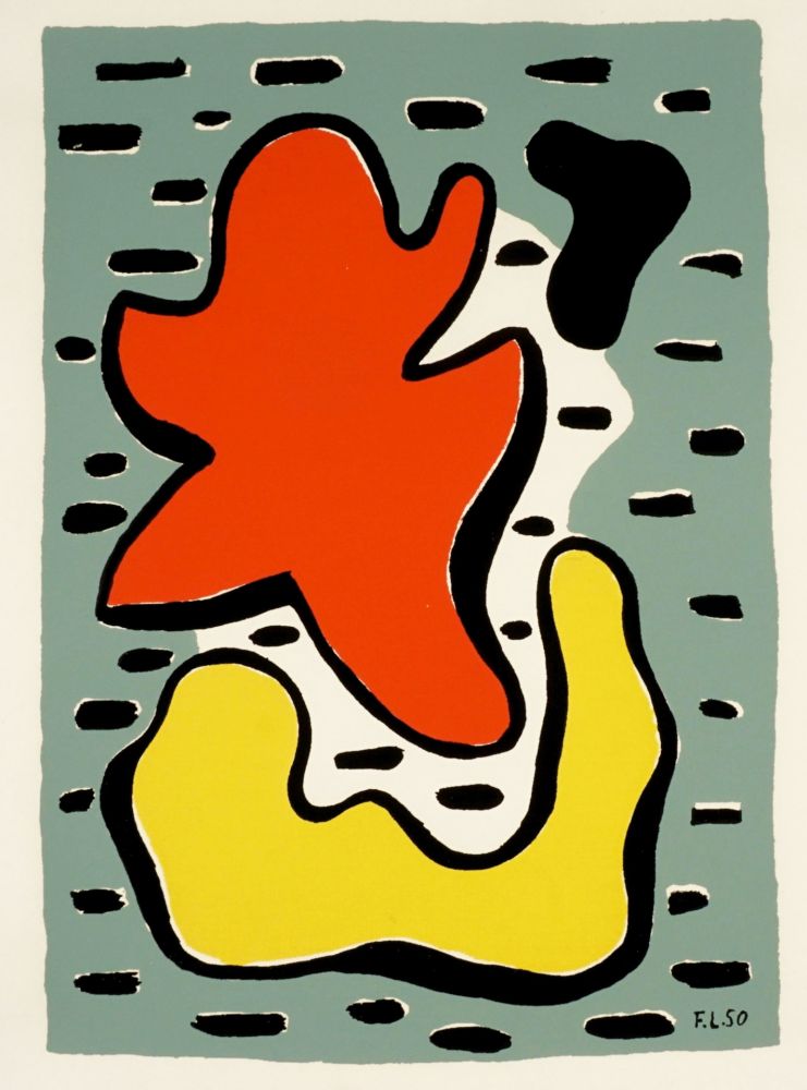 Sérigraphie Leger - Composition avec formes jaune et rouge