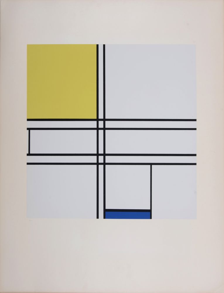 Sérigraphie Mondrian - Composition Bleu, Jaune 1936 (1957)