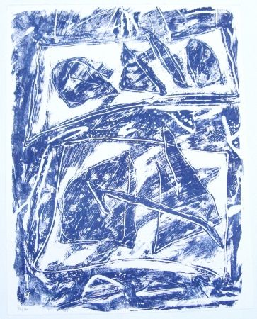Lithographie Humair - Composition bleue 2