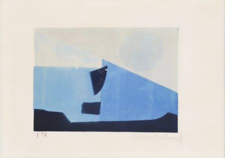 Aquatinte Poliakoff - Composition bleue n° II