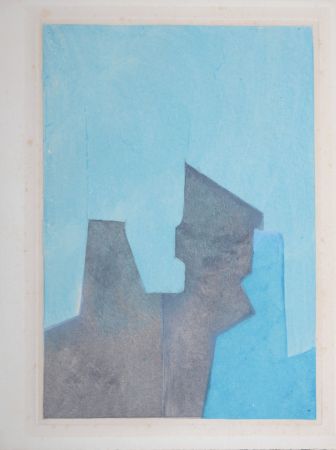Eau-Forte Et Aquatinte Poliakoff - Composition bleue, Parménide, 1964 (#D)