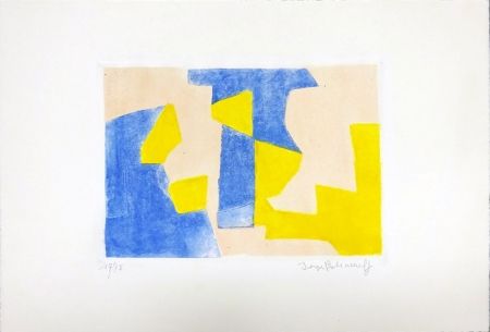 Eau-Forte Et Aquatinte Poliakoff - Composition Bleue rose et jaune