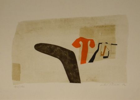 Lithographie Bissier - Composition („die Dinge des Lebens verlieren ihre Namen…“). 