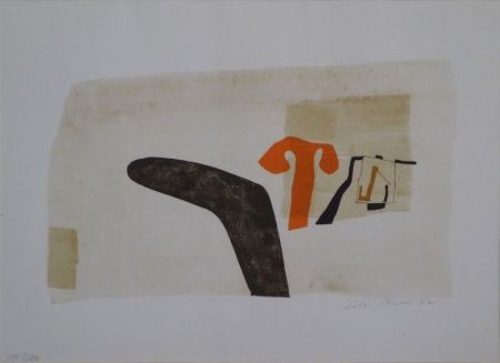 Lithographie Bissier - Composition („die Dinge des Lebens verlieren ihre Namen…“)