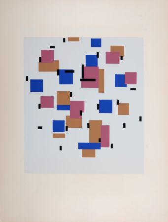 Sérigraphie Mondrian - Composition en bleu b, 1917 (1957)
