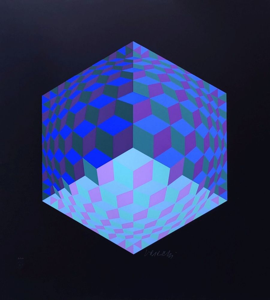 Sérigraphie Vasarely - Composition géométrique 