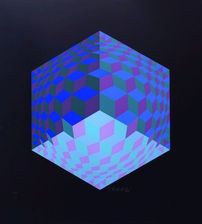 Sérigraphie Vasarely - Composition géométrique 