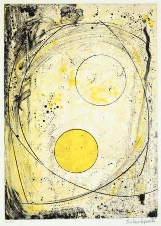 Lithographie Hepworth - Composition in black and Yellow