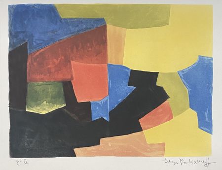 Eau-Forte Et Aquatinte Poliakoff - Composition in black, yellow, blue, and red
