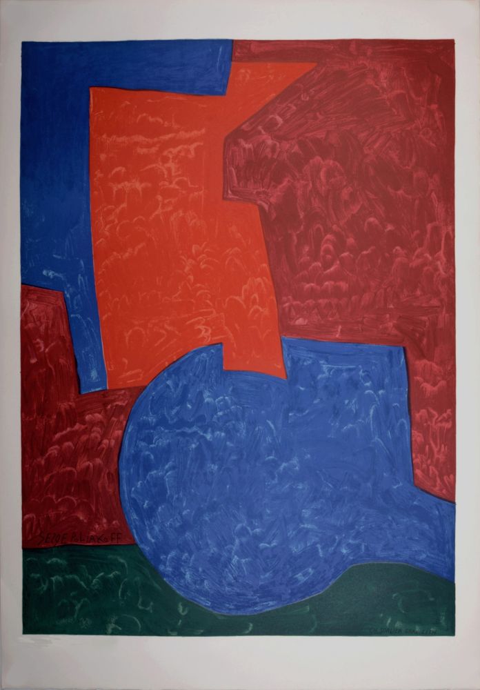 Lithographie Poliakoff - Composition in Red, Blue and Green, 1975