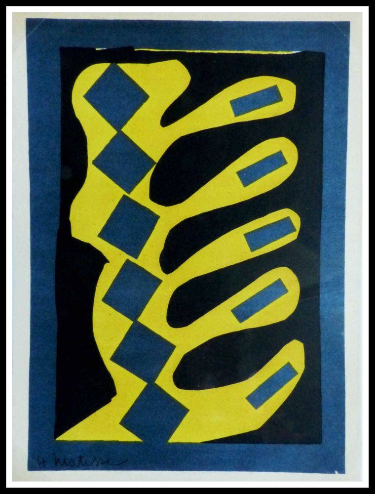 Lithographie Matisse - COMPOSITION  JAUNE BLEU ET NOIR