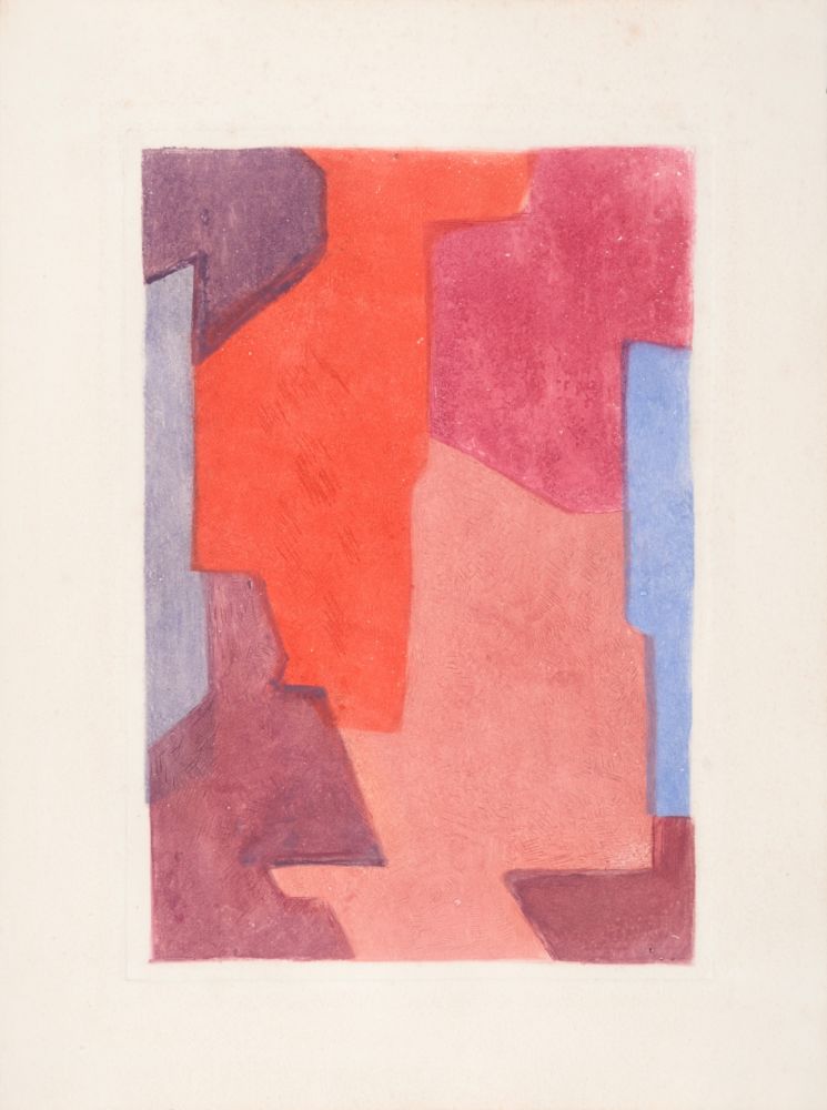 Eau-Forte Et Aquatinte Poliakoff - Composition mauve bleue et rouge, Parménide, 1964 (#E)