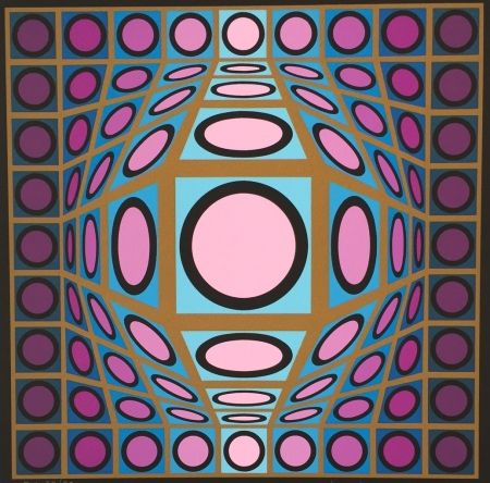 Sérigraphie Vasarely - Composition Microcosmos IV
