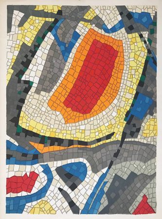 Lithographie Bazaine - Composition mosaïque