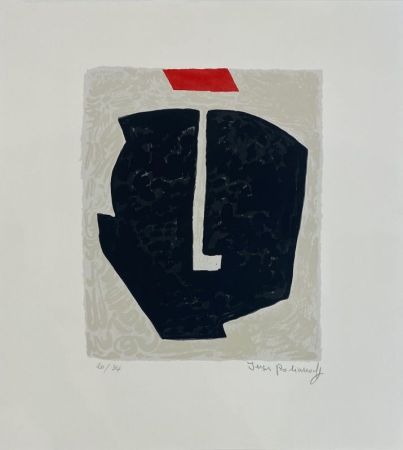 Sérigraphie Poliakoff - Composition noire et rouge n°74