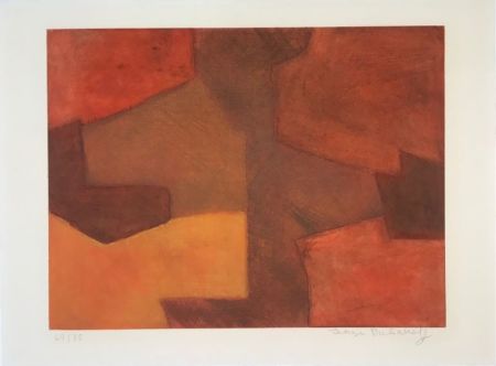Gravure Poliakoff - Composition orange et rouge XXIX 