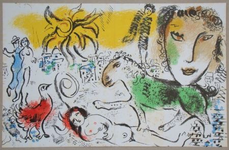 Lithographie Chagall - Composition pour XXe Siècle