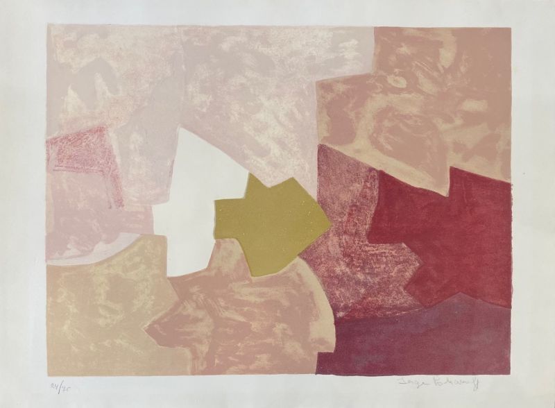 Lithographie Poliakoff - Composition rose n°22 