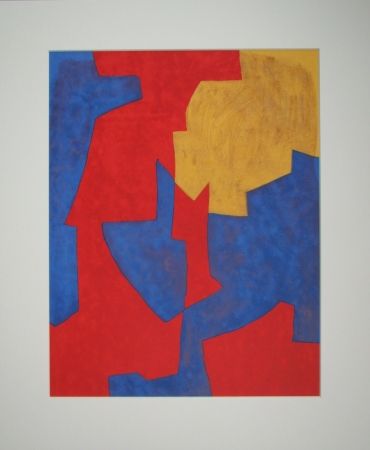 Lithographie Poliakoff - Composition rouge, bleue et jaune