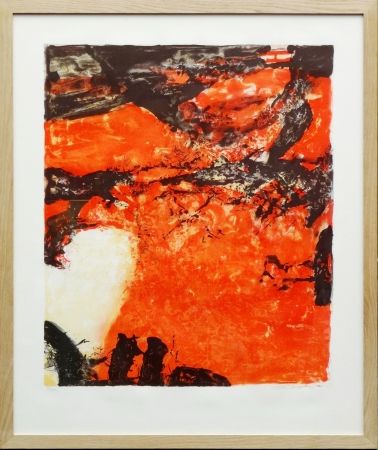 Lithographie Zao - Composition rouge et noir