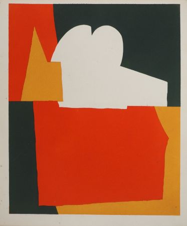 Lithographie Poliakoff - Composition rouge et verte