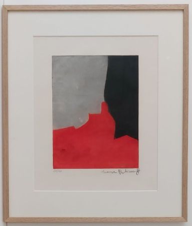 Eau-Forte Et Aquatinte Poliakoff - Composition rouge, grise et noire IV 