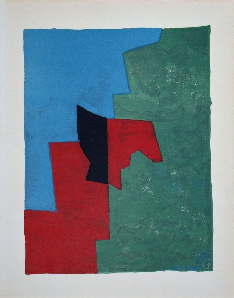 Lithographie Poliakoff - Composition rouge, verte et bleue
