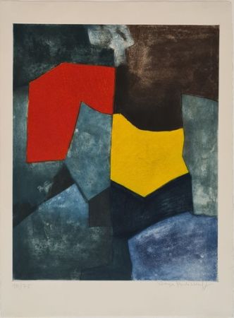 Eau-Forte Et Aquatinte Poliakoff - Composition rouge, verte, jaune et bleue XVI 
