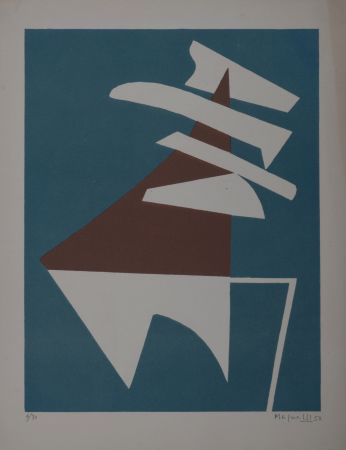 Sérigraphie Magnelli - Composition sur fond bleu, 1950 - Hand-signed