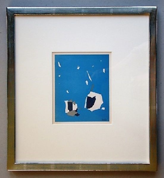 Lithographie De Stael - Composition sur fond bleu ciel