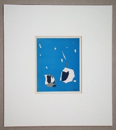 Lithographie De Stael - Composition sur fond bleu ciel