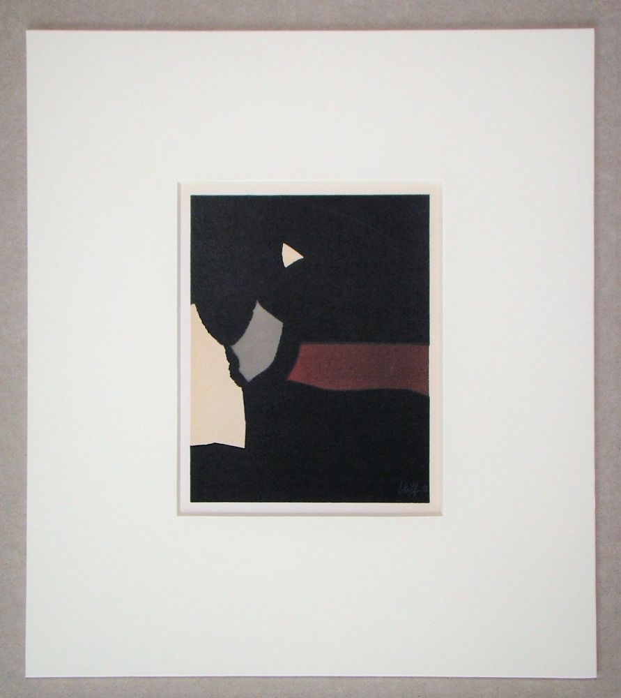 Lithographie De Stael - Composition sur fond noir