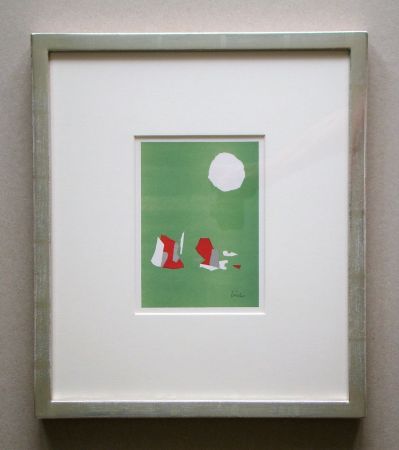 Lithographie De Stael - Composition sur fond vert