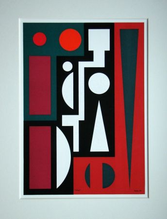 Sérigraphie Herbin - Composition sur le mot Cinq, 1954