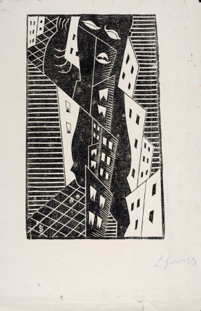 Gravure Sur Bois Survage - Composition surréaliste (E), c. 1930s