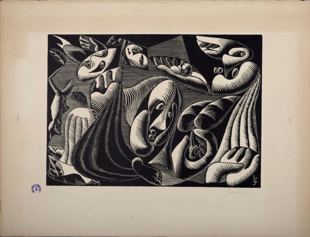Gravure Sur Bois Survage - Composition surréaliste XXII (2), 1935