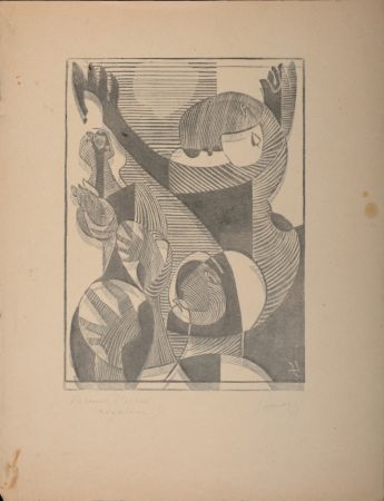 Gravure Sur Bois Survage - Composition surréaliste XXIV (1), 1934