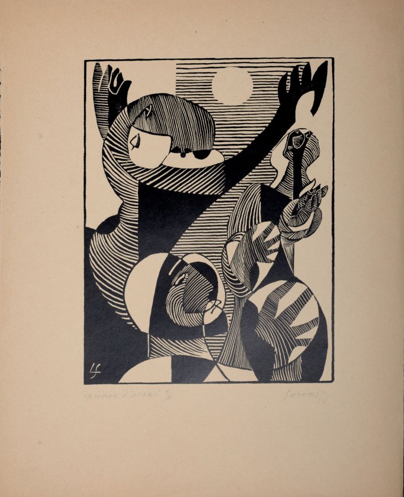 Gravure Sur Bois Survage - Composition surréaliste XXIV (2), 1934