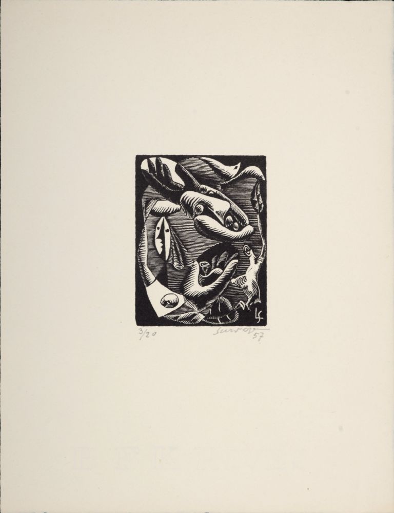 Gravure Sur Bois Survage - Composition surréaliste XXV, 1957