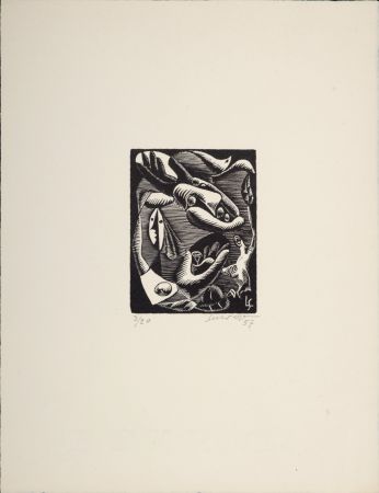 Gravure Sur Bois Survage - Composition surréaliste XXV (1), 1957