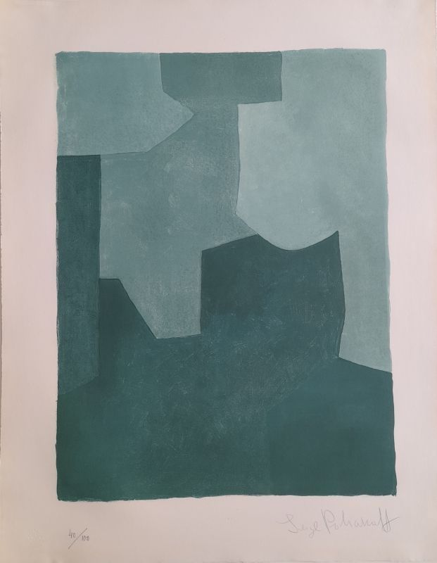 Lithographie Poliakoff - Composition verte L53 