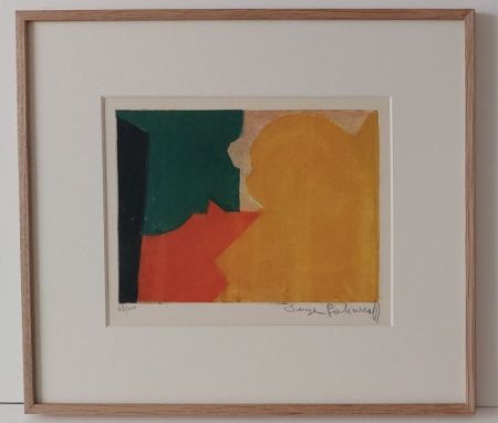 Eau-Forte Et Aquatinte Poliakoff - Composition verte, rouge et orange EF V 