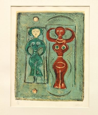 Lithographie Campigli - Composizione con due figure
