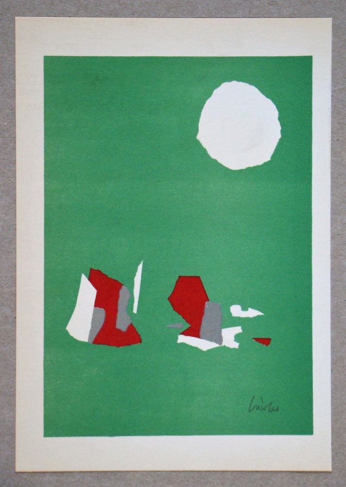 Lithographie De Stael - Compsition sur fond vert