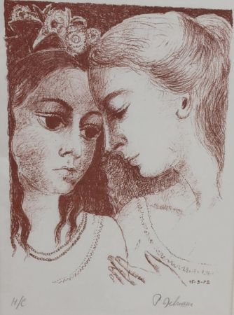 Lithographie Delvaux - Confidences