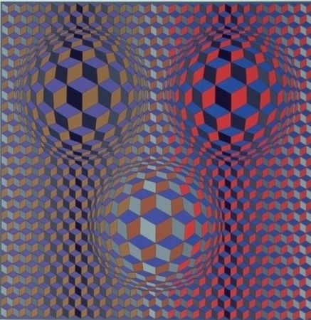 Lithographie Vasarely - Conjonction